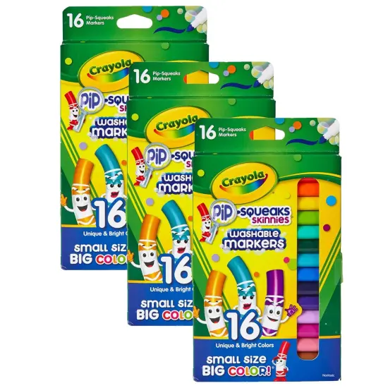 Pip-Squeaks&trade; Skinnies&trade; Markers, Fine Tip, 16 Per Box, 3 Boxes {1}