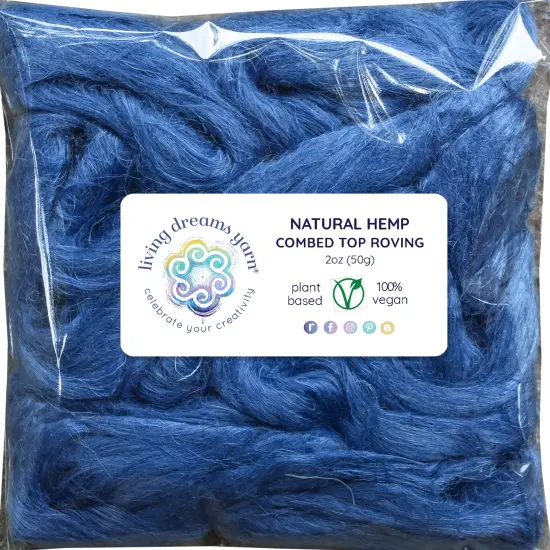 Hemp - Beautifully Dyed Vivid Colors, Combed Top Roving for Spinning, Blending, Felting, Weaving. Marine {2}