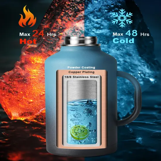 64oz Water Bottle Insulated - Indigo Black {3}