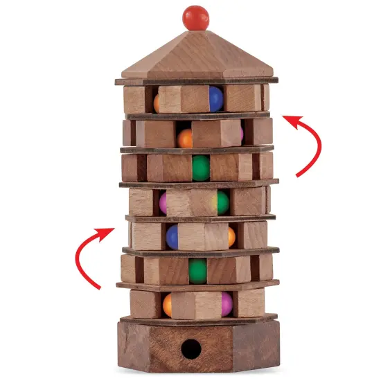 Collections Etc Chinese Pagoda Wooden Brainteaser Puzzle {2}