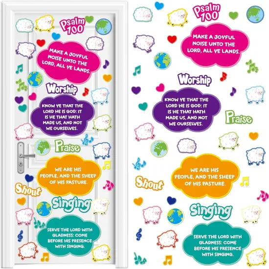 48 Pcs Psalm 100 Sunday School Classroom Door Decorating Kit {1}