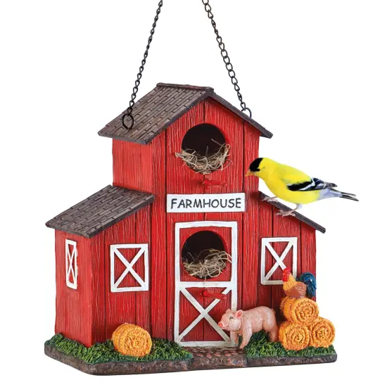 Collections Etc Hand-Painted Farmhouse Hanging Birdhouse {2}