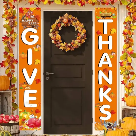 Hanging Banner Porch Sign Autumn Pumpkin {1}