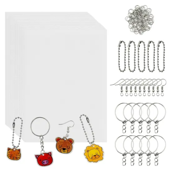 Wrapables DIY Arts & Crafts Heat Shrink Art Film Sheet Set, creates Earrings, Key Chains, and Charms (Set of 20) {1}