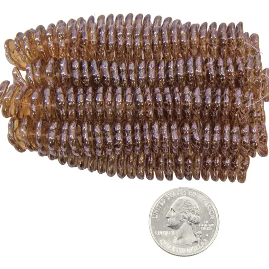 12mm Flat Flower Beads in Iridescent Brown Celsian Apx 25 Beads GB-PWF01 {2}