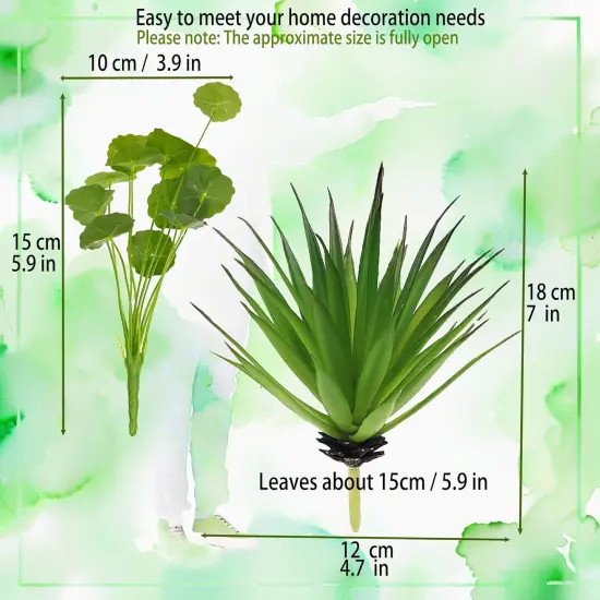 Artificial Succulent Plants Agave-Penny Grass 4 Pcs Fake Succulents Unhydrated Yucca Real Touch Lifelike Plants Fake Succulents Greenhouse DIY Garden Home Office Decoration Fake Suculents {2}