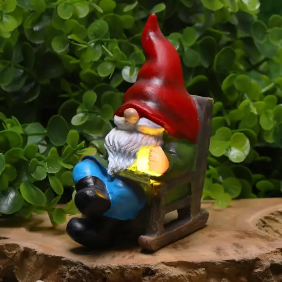 Garden Gnome Statue Solar Light Miniature Outdoor Decor Gnome Figurine for Outdoor Indoor Home Lawn Yard Balcony Porch Patio {1}