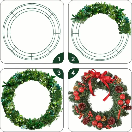 Wire Wreath Frame, 3 Pack 12" Ring Round Metal DIY Floral, Decorations Wire Wreath with Green Craft Wire, Home Decorations {4}