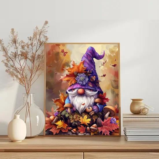 Harvest gnome Paint by Number for Adults Beginner,Falling Leaves and Mushrooms Paint by Numbers,Fall Decor Paint by Numbers Kits Suitable for Thanksgiving Day Decoration Without Frame 16x20 Inch {2}
