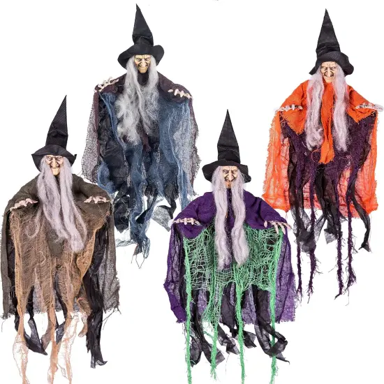4 Pcs 19.6&rdquo; Hanging Witch Halloween Decorations {1}