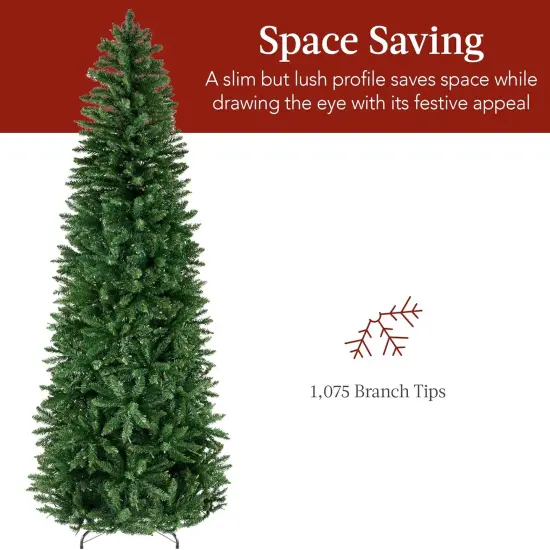 Pencil Christmas Tree Unlit Slim Artificial Tree with Foldable Base & Easy Assembly Green {5}