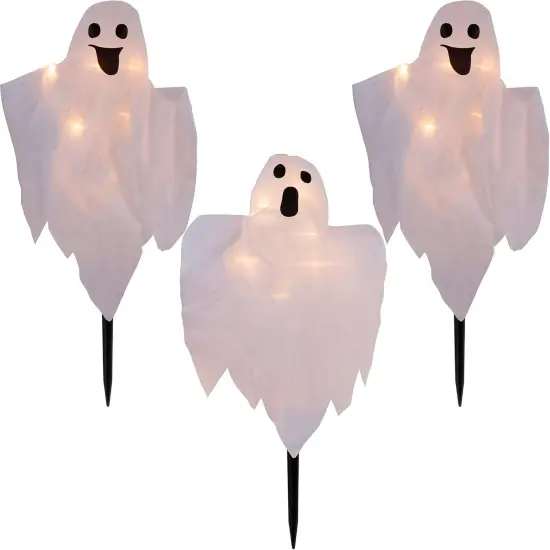 3 Pack - Lighted White Ghost Stakes {1}