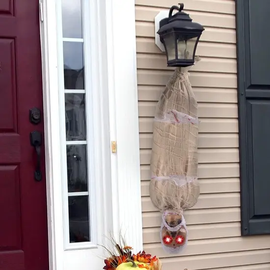 35" Halloween Animated Hanging Cocoon Corpse Decoration {2}