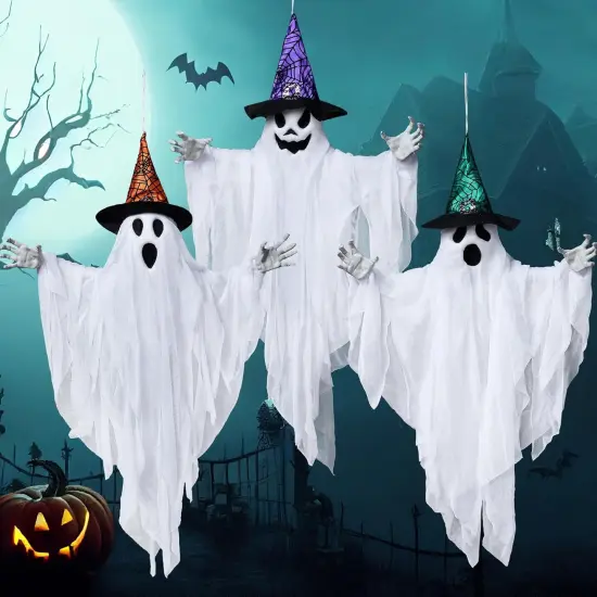 3 Pack 24.8" Halloween Hanging Ghost Decorations {4}