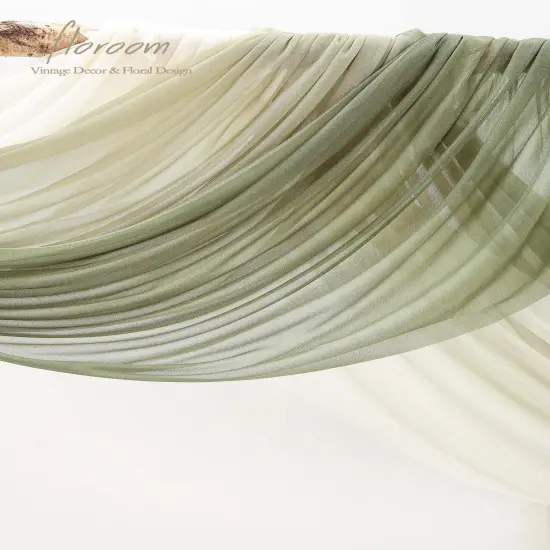 Wedding Arch Draping Fabric 3 Panels 20Ft Chiffon Fabric Drapes Arbor Drapery Wedding Ceremony Reception Swag Decorations (Forest Green +Sage Green +Ivory) {3}