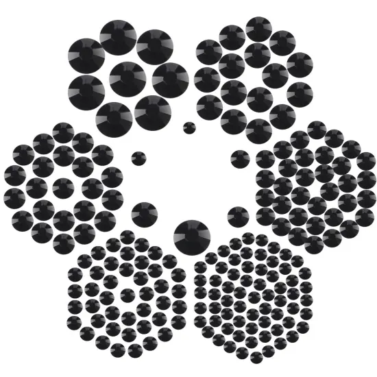 7000pcs+ Flatback Glass Hotfix Iron On Rhinestones Crystal for DIY Making with 1 Tweezer & 1 Picking Pen for Shoes, Clothes, Face Art, Bags, Manicure (Jet Black, 5-Sizes) {5}