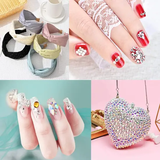 7000pcs+ Flatback Glass Hotfix Iron On Rhinestones Crystal for DIY Making with 1 Tweezer & 1 Picking Pen for Shoes, Clothes, Face Art, Bags, Manicure (Sapphire, 5-Sizes) {3}