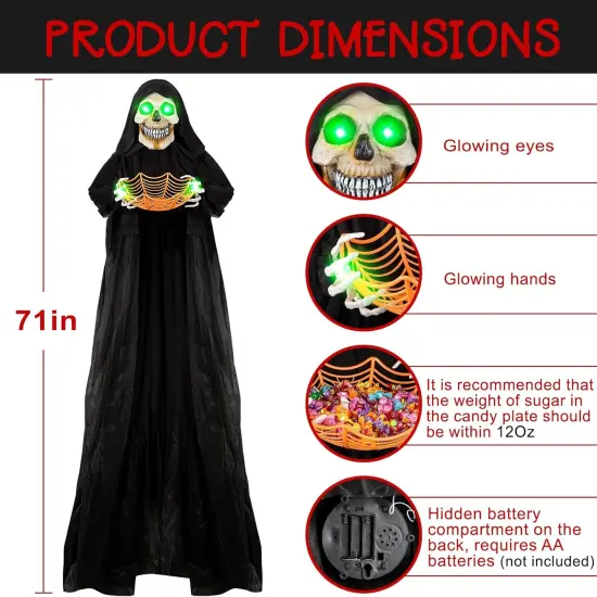 Halloween Hanging Animated Skeleton Ghost Decoration with Sound {4}