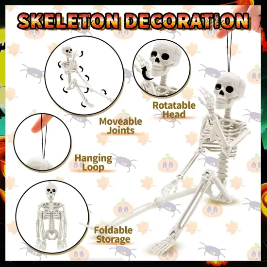 6 PCS Halloween Small Poseable Skeleton Decoration {2}