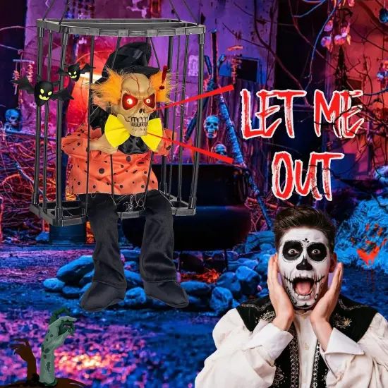 Hanging Ghost Skull Animated Skull Halloween Decorations {4}