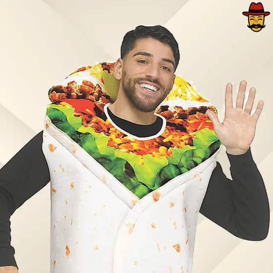 Adults Multicolor Burrito Costume Realistic Food Tunic Funny Halloween Party Outfit {3}