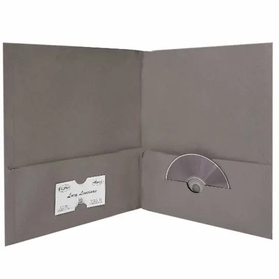 Grey Paper Pocket Folders, 2 Pockets w/ Card Slot &ndash; 100 Ct {1}