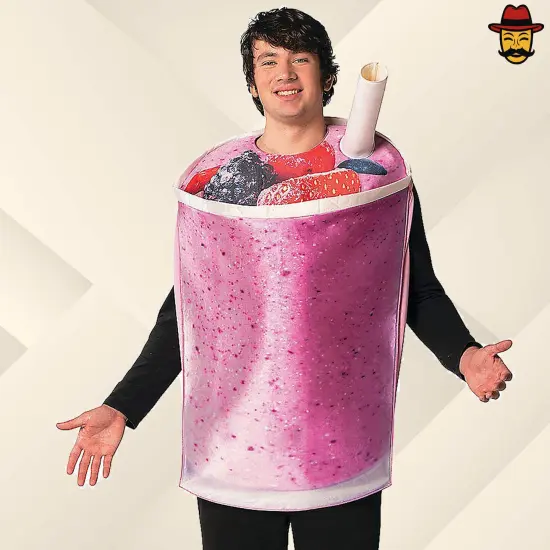 Adult Fruit Smoothie Cup Costume Halloween Foam Tunic Photorealistic Print Party Outfit {2}