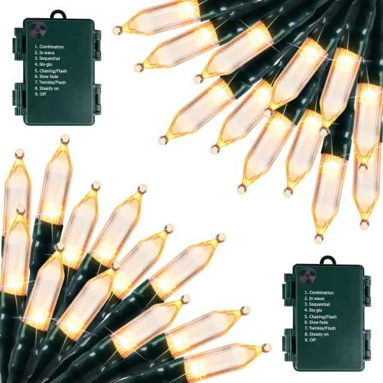 2 Pack 18 Feet 50 LED Clear Mini Christmas String Lights - Warm White {1}