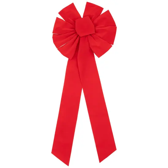Northlight 14" x 34" Red 9-Loop Velveteen Christmas Bow Decoration {1}