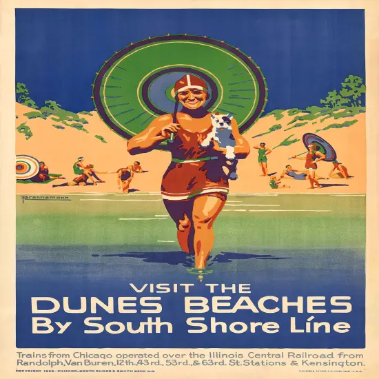 Dunes Beaches - South Shore Lone Vintage Travel Poster {1}