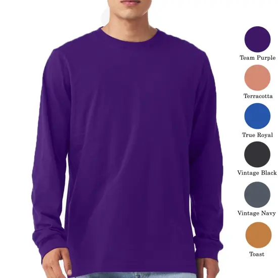 Bella + Canvas Long Sleeve T-Shirt, Men&rsquo;s Heavy Cotton Jersey Tee, Multicolor Mint {9}