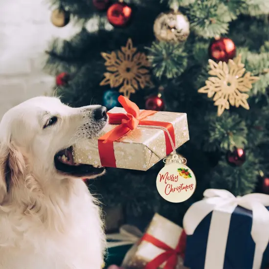 Wooden Christmas Ornaments to Paint Christmas Bell Decoration Cutouts Unfinished 24PCS 3.5 x 3 inches, DIY Blank Unfinished Christmas Tree Wood Discs Ornament for Home Crafts Hanging {6}