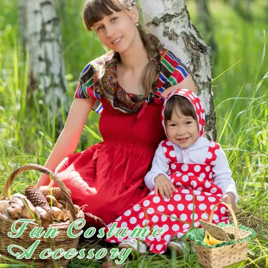 Mini Picnic Basket with Lid and Handle Small Gingham Woven Picnic Hamper (Green and White) {3}