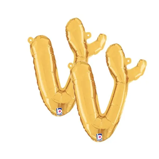 Betallic&reg; 14 inch Script Letter V Gold Air Fill Only {6}