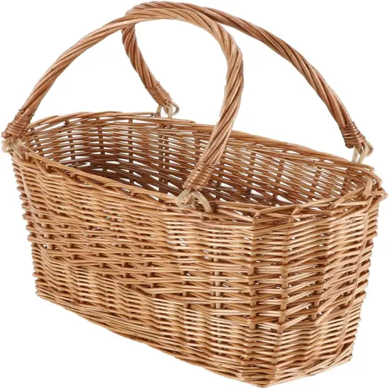 Natural Wicker Picnic Basket with Handle - Woven Willow Basket for Eggs, Candy, Groceries, Flowers, Gifts, Home & Outdoor Storage, 13x6x8 inches {1}