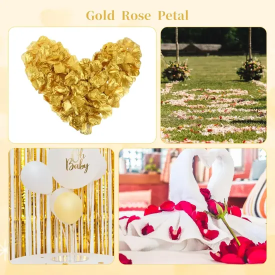 300PCS Fake Rose Petals, Gold Silk Rose Petals, for Romantic Night Romantic Festive Atmosphere Creation for Marriage Proposal Wedding Valentine's Day Decoration Party Activities {5}
