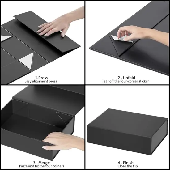 Black Gift Box 11.9" x 8.5" x 3.3" with Magnetic Closure Lid Gift Box for Presents,Bridesmaid Gifts Box,Cute Box,Birthday Gift box,Luxury for Gift Packaging, Magnetic Gift Box for Wrapping Gifts {3}