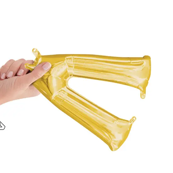 Anagram&reg; 16" Gold Letter V Balloon Air Fill Only Foil Mylar {3}
