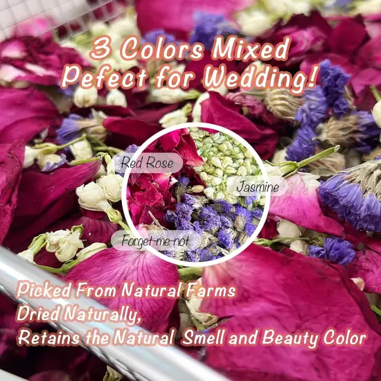 Biodegradable Wedding Confetti - Dried Flower Petals Natural Dried Rose, Jasmine & Forget-Me-Not Petals (3.5oz) | Eco-Friendly for Flower Girl, Church, Christmas, Valentine&rsquo;s Decor {2}