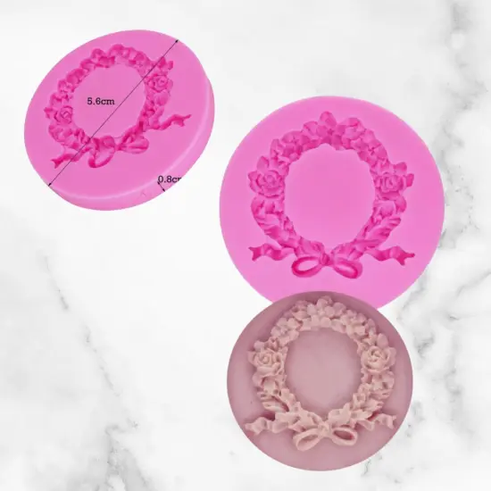 Wreath Of Flowers With Bow Silicone Mold {5}
