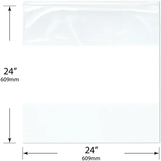Plymor 24" x 24" (Pack of 50), 2 Mil White-Block Zipper Reclosable Plastic Bags {3}