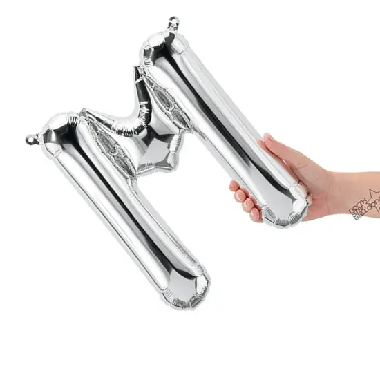 NorthStar Balloons&reg; 16" Silver Letter M Balloon Air Fill Only Foil Mylar {2}