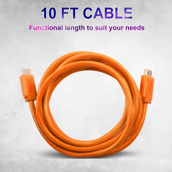 Insten - 2 Pack HDMI Male to Male Cable, 2.1 Version, 8K 60Hz, 48Gbps, PVC Cable, Gold Connectors, 10ft , Orange {7}