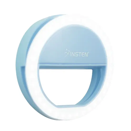 Insten 3" Mini LED Selfie Ring Light with Clip for Laptop Tablet Cell Phone Video, Dimmable, 36 Beads, Battery Powered, Blue {1}