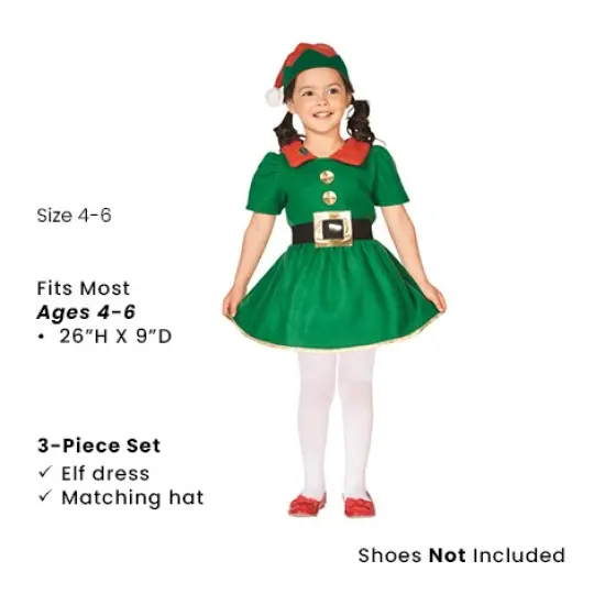 Northlight Girl's Elf Christmas Costume - 4-6 Years Green {6}