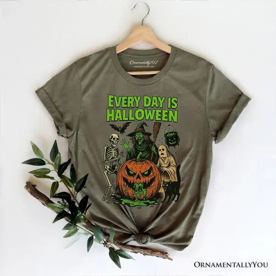 Every Day Is Halloween T-Shirt, Vintage Pumpkin Witch Spooky Tee for Eternal Spook Enthusiasts {1}