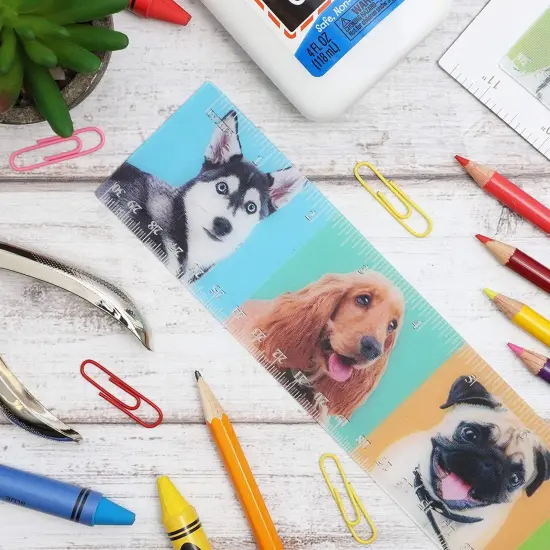 Dog 3D Plastic Rulers for Kids (3 Designs, 12 Pack) Multicolor {3}