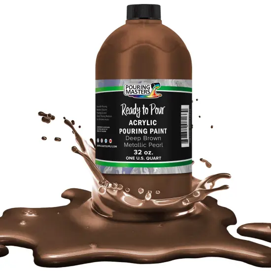 Pouring Masters Deep Brown Metallic Pearl Ready to Pour Acrylic Pouring Paint - Premium 32-Ounce Pre-Mixed Fluid Acrylic Paint - Fluid Art Supplies for Canvas, Wood, Paper, Tile & Rocks {1}