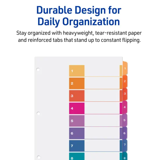 Avery Dividers for 3 Ring Binders, 8 Tabs per Set, Customizable Table of Contents, Multicolor Tabs (3 Sets of 11071) {5}