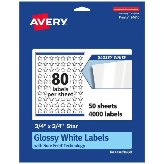 Avery Glossy White Star Labels with Sure Feed, 3/4" x 3/4" {1}